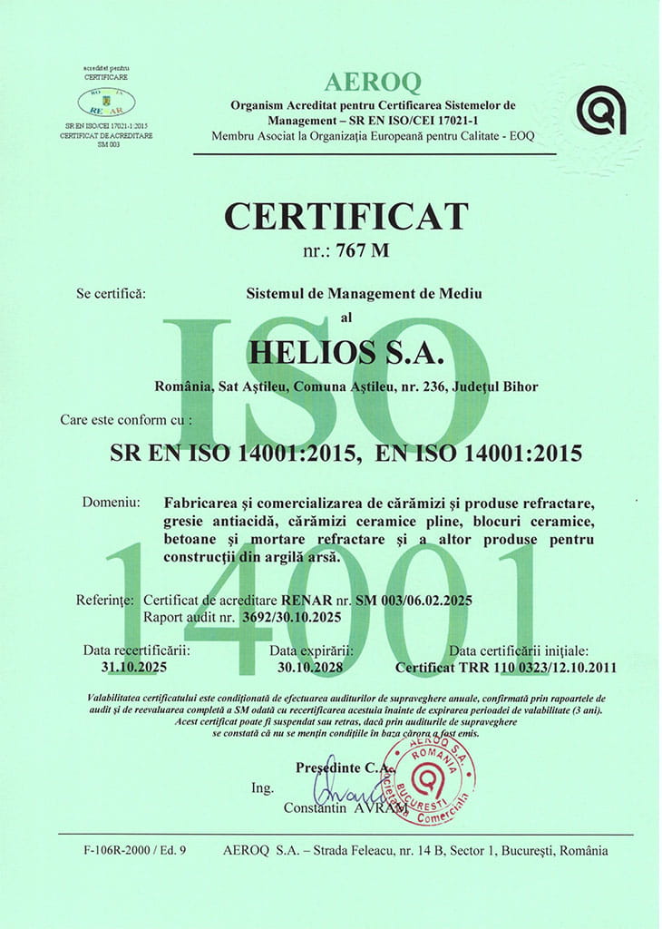 Helios Bricks - Quality systems